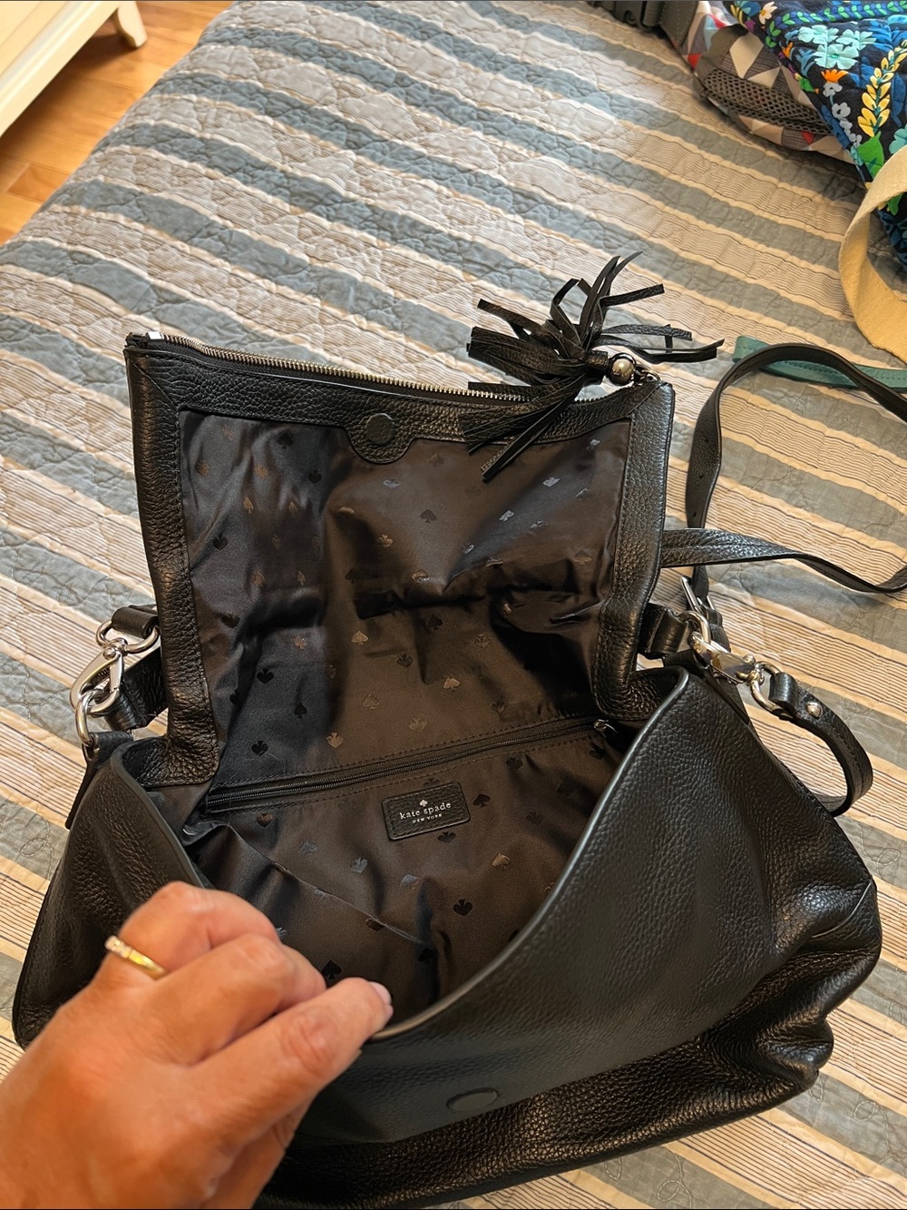 kate spade black pebbled leather shoulder crossbody - Picture 3 of 4